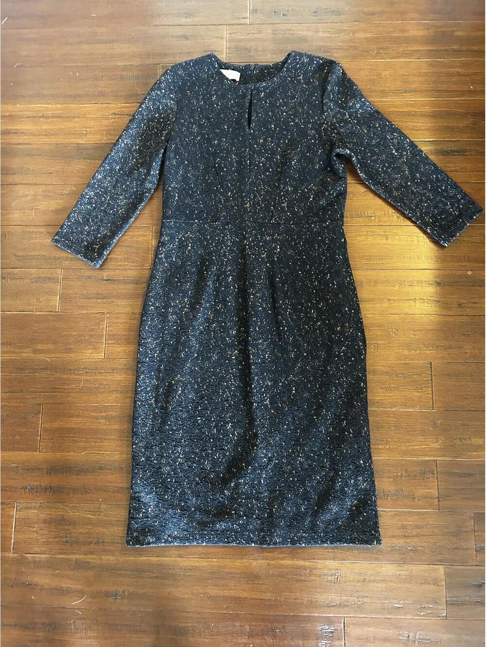 Hobbs Women's Midi Dress Black with Gold Flecks
